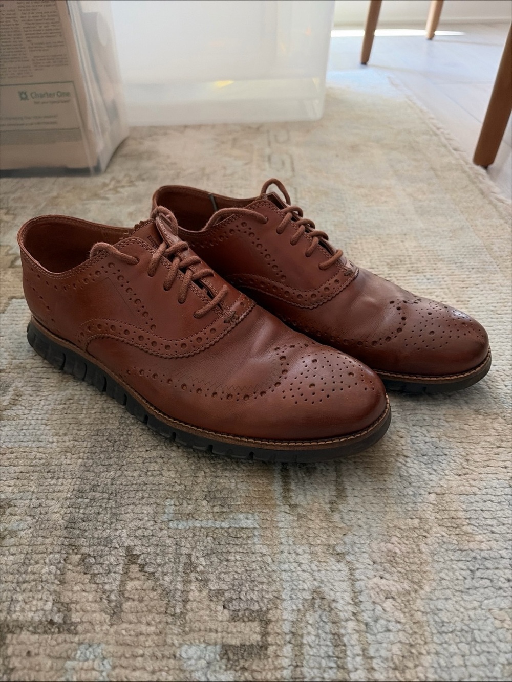 Cole Haan Zerogrand Wingtip Leather Oxford Shoes Men, Size 9M - British Tan-Java